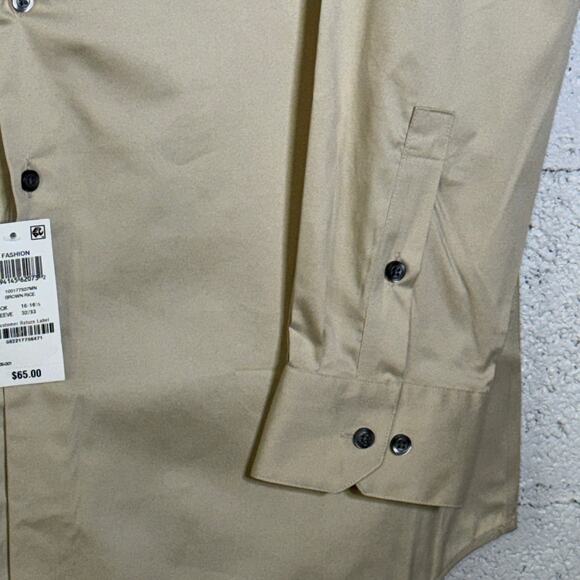 Alfani Men's Slim-Fit Temp Regulating Dress Shirt, Brown Rice 16-16.5 32-33 $65 - Picture 4 of 6